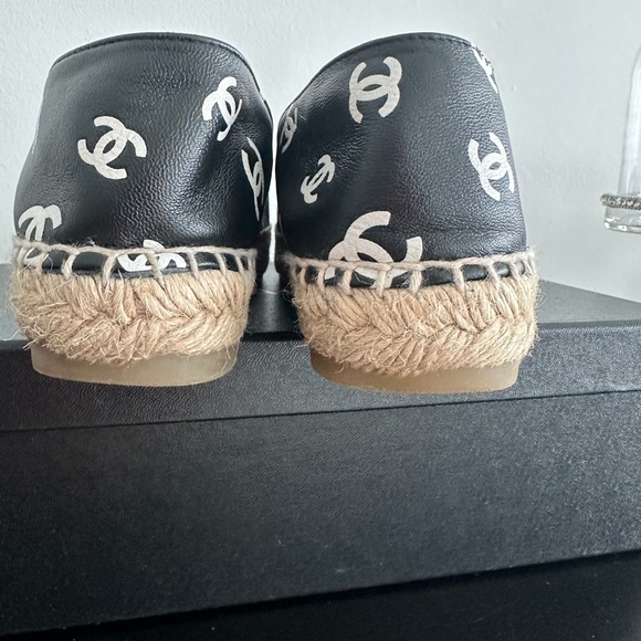 Chanel Black X White Leather CC All Over Icon Espadrilles - Picture 7 of 9